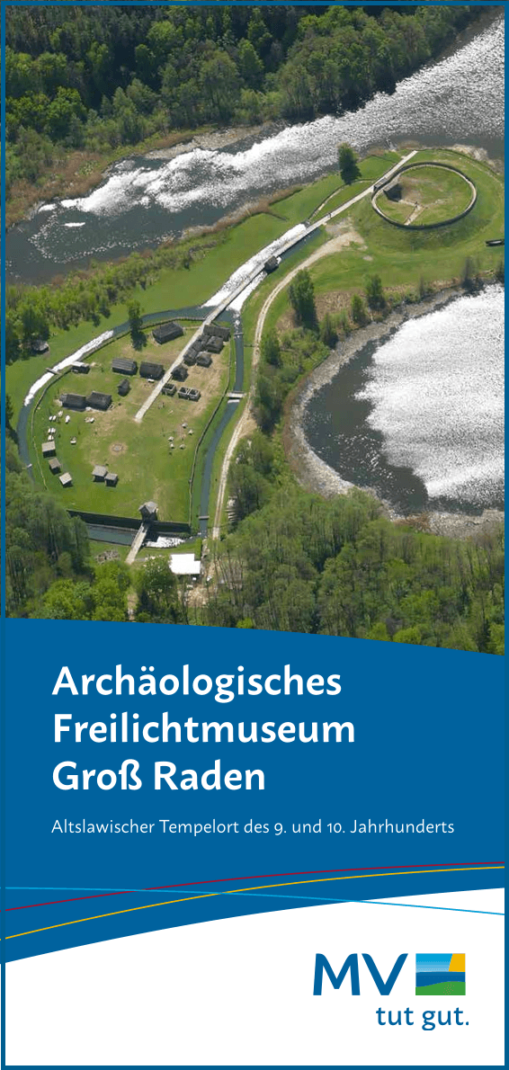 Titelbild des Flyers "Archäologisches Freilichtmuseum Gross Raden - Altslawischer Tempelort des 9. und 10 Jahrhunderts""